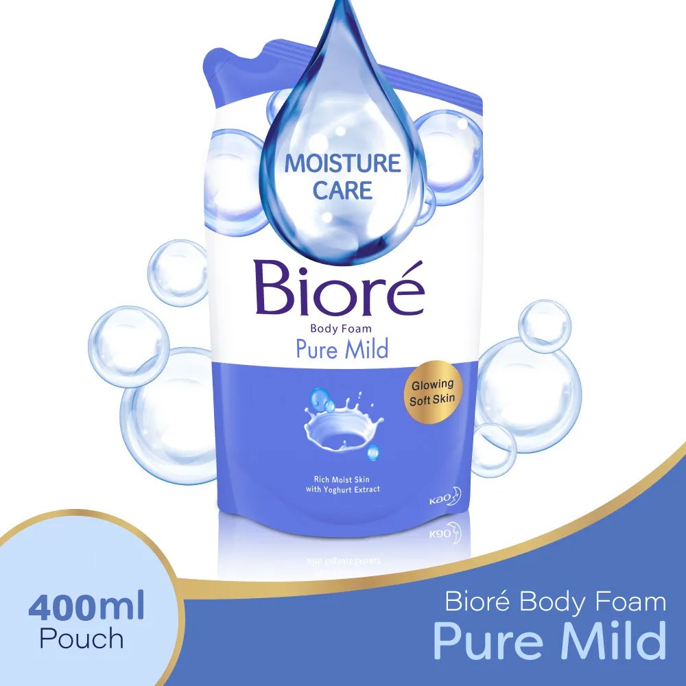 Biore Body Foam Sabun Mandi Pure Mild Pouch - 400 ml