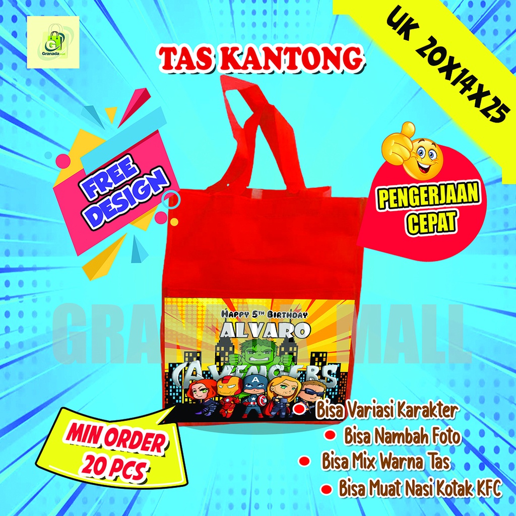 

GOODIE BAG ULTAH / TAS ULTAH CUSTOM MODEL KANTONG KFC UK 20x14x25 MURAH