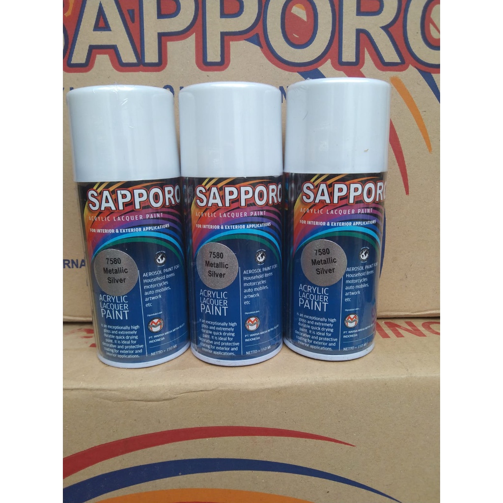 saporo acrylic lacquer paint pilok pilox cat spray sapporo 150ml saporo 7580 metallic silver 150ml