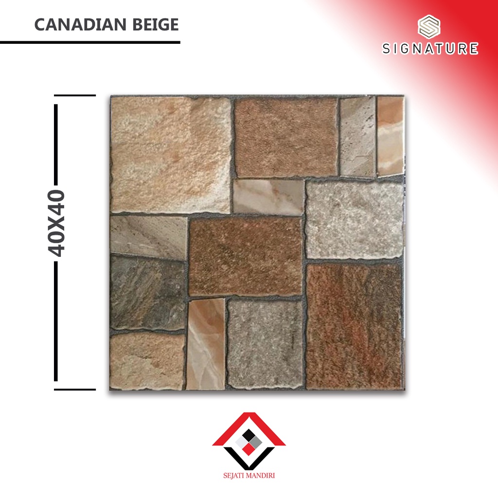 Keramik 40x40 - Motif Batu alam - Signature Canadian Beige