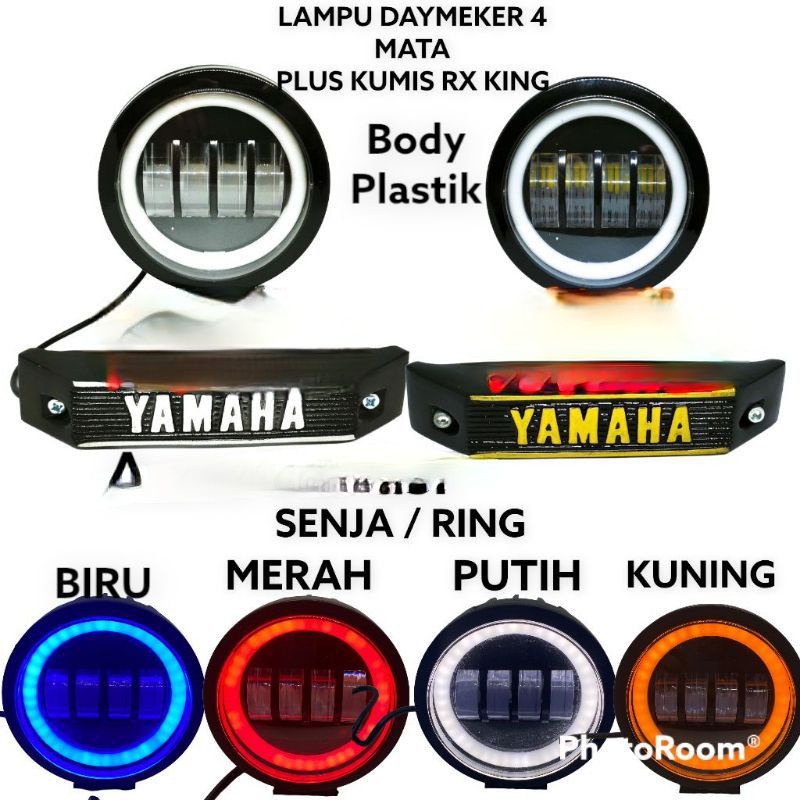 PAKET MURAH LAMPU DAYMEKER 4 LED/ MATA BULAT PLUS KUMIS RX KING SET