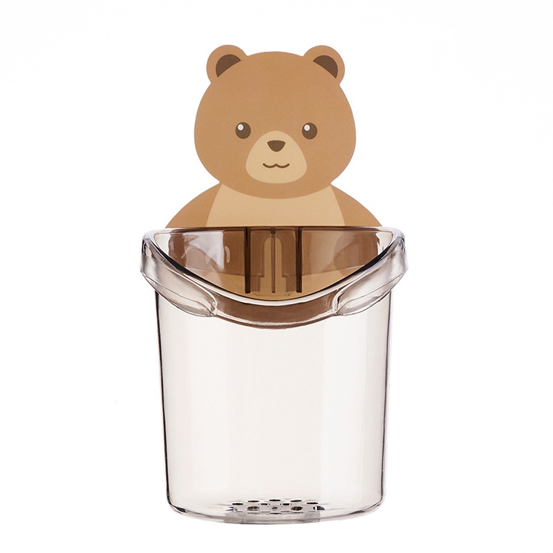 Cangkir Sikat Gigi Pasta Gigi Kamar Mandi Rak Penyimpanan  Dinding Pengeringan Bear Wadah Penyimpanan