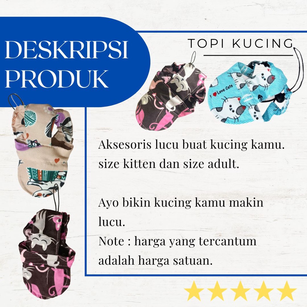 Topi Kucing Lucu Motif Terbaru Adult Dan Kitten Berlobang Telinga Fefarm