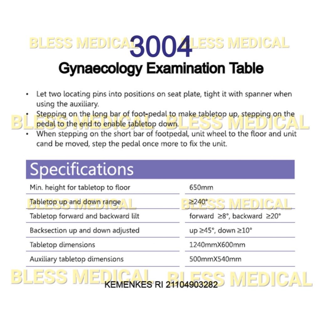GEA Meja Operasi Ginekologi Manual 3004/Gynaecology