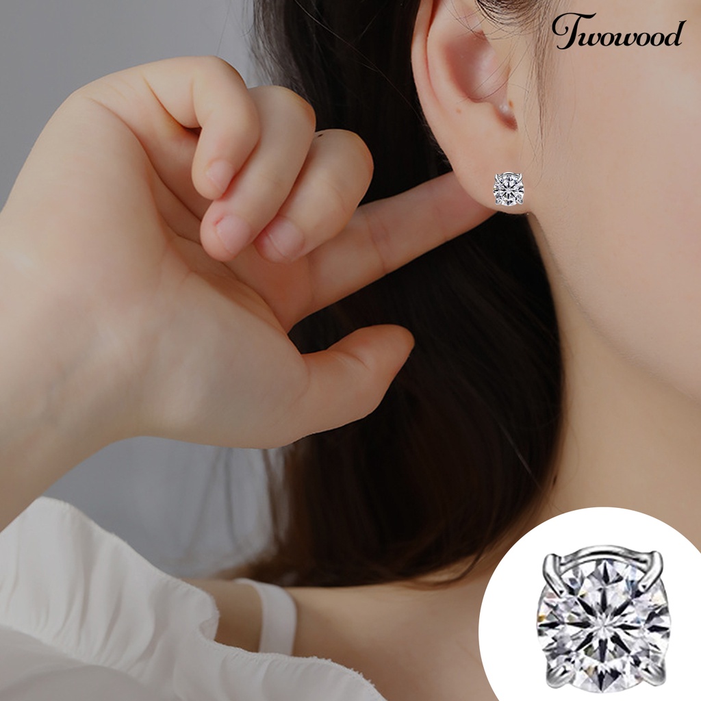 1pc Anting Klip Tanpa Tindik Bentuk Geometris Bahan Cubic Zirconia Untuk Pria Dan Wanita