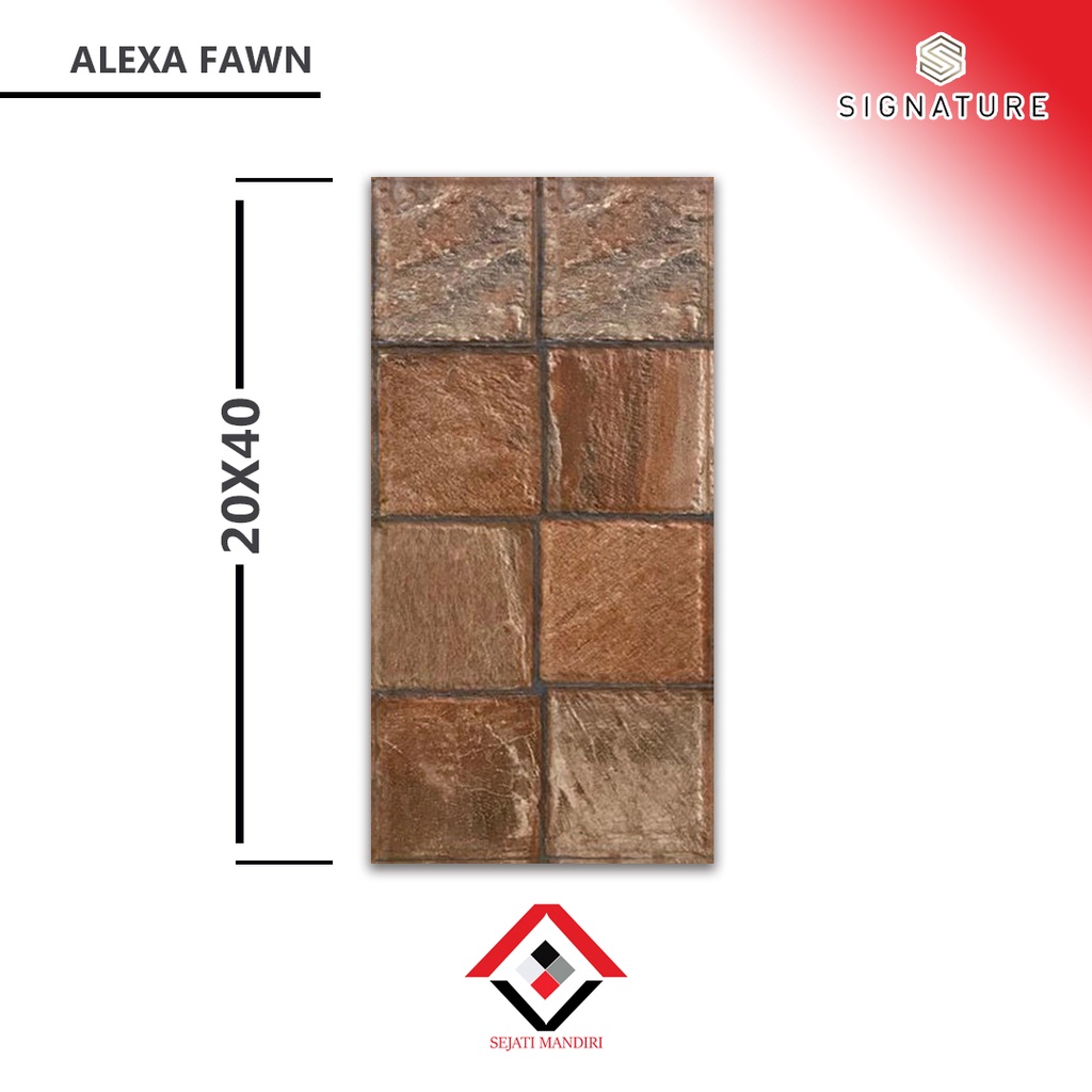 Keramik Dinding 20x40 - Motif Batu Alam - Signature Alexa Fawn