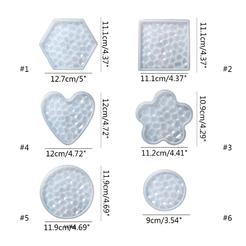 Siy 1 / 6pcs Cetakan Resin Epoxy Bentuk Hati / Bunga Bahan Silikon Untuk Membuat Perhiasan DIY