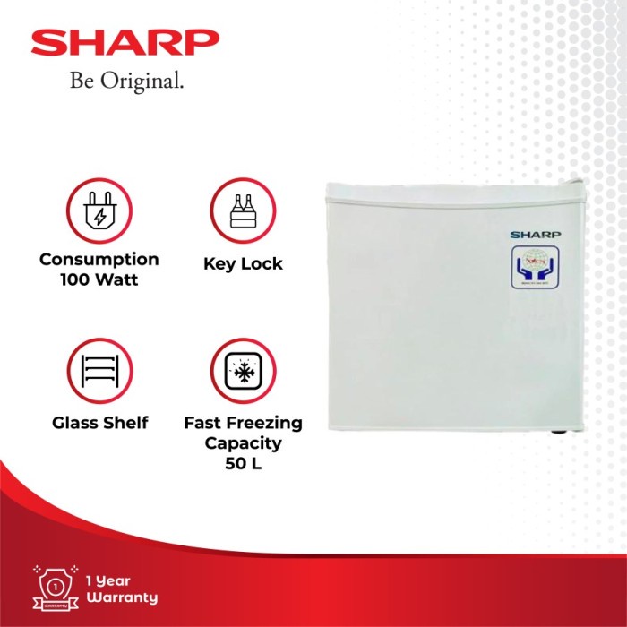 Kulkas mini Sharp SJ 50 MW XW putih kapasitas 50 liter kecil kulkas anak kos