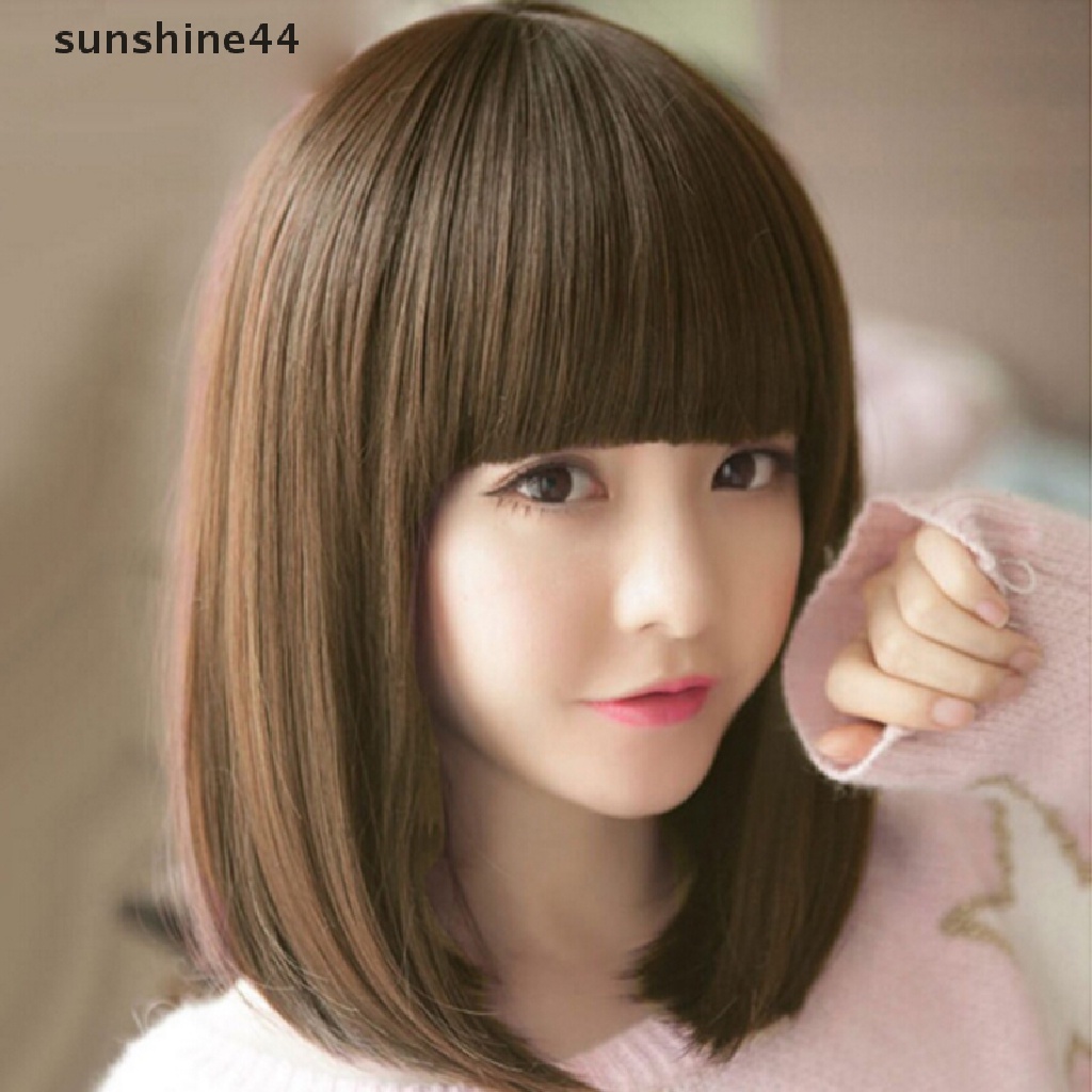 Sunshine Wig / Rambut Palsu Wanita Model Bob Lurus Natural Gaya Brazil