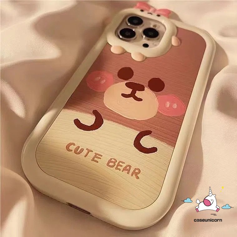 Casing Case Beruang Kartun Lucu Case Realme C15 C33 C25 C25s C12 C31 C21Y 9 8 7 8i 9pro+8pro 5 6i 9i 5 7i C30 C25Y C11 C35 C21 C2 C1 C3 C17 Lovely 3D Bow Little Monster Lens Lembut Sarung Cover Sarung