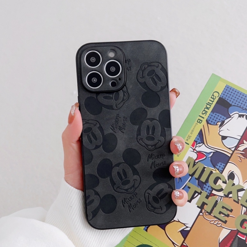 Mr.. Kulit Tekstur Kartun Animasi Soft Case Lensa Penuh Desain Mickey Untuk IPhone 14 13 12 11 Pro X XS Max XR 7 8 Plus SE2020 14 Plus