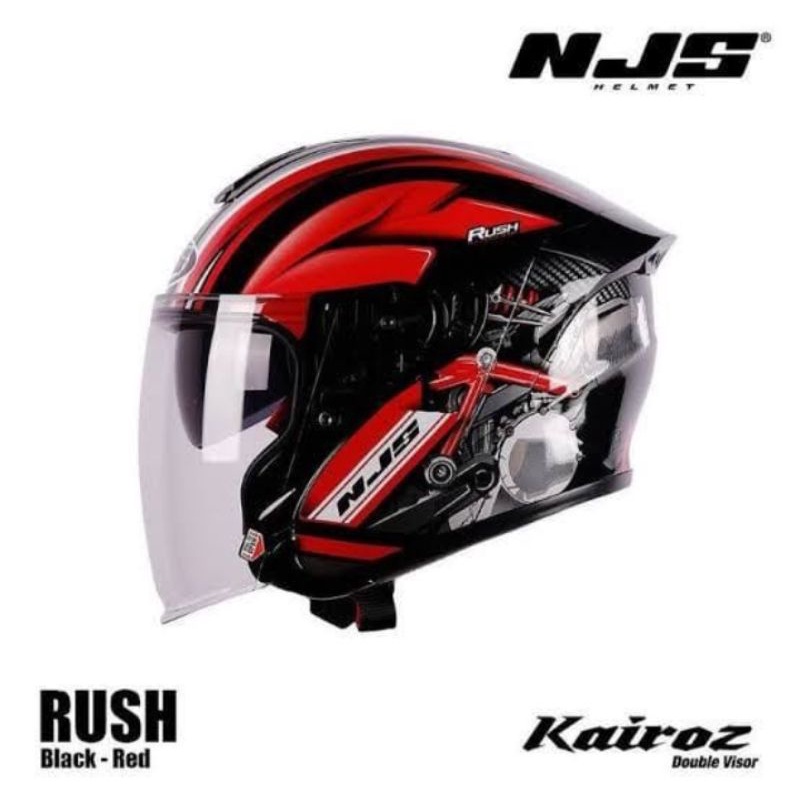 HELM NJS KAIROZ RUSH RED DOUBLE VISOR