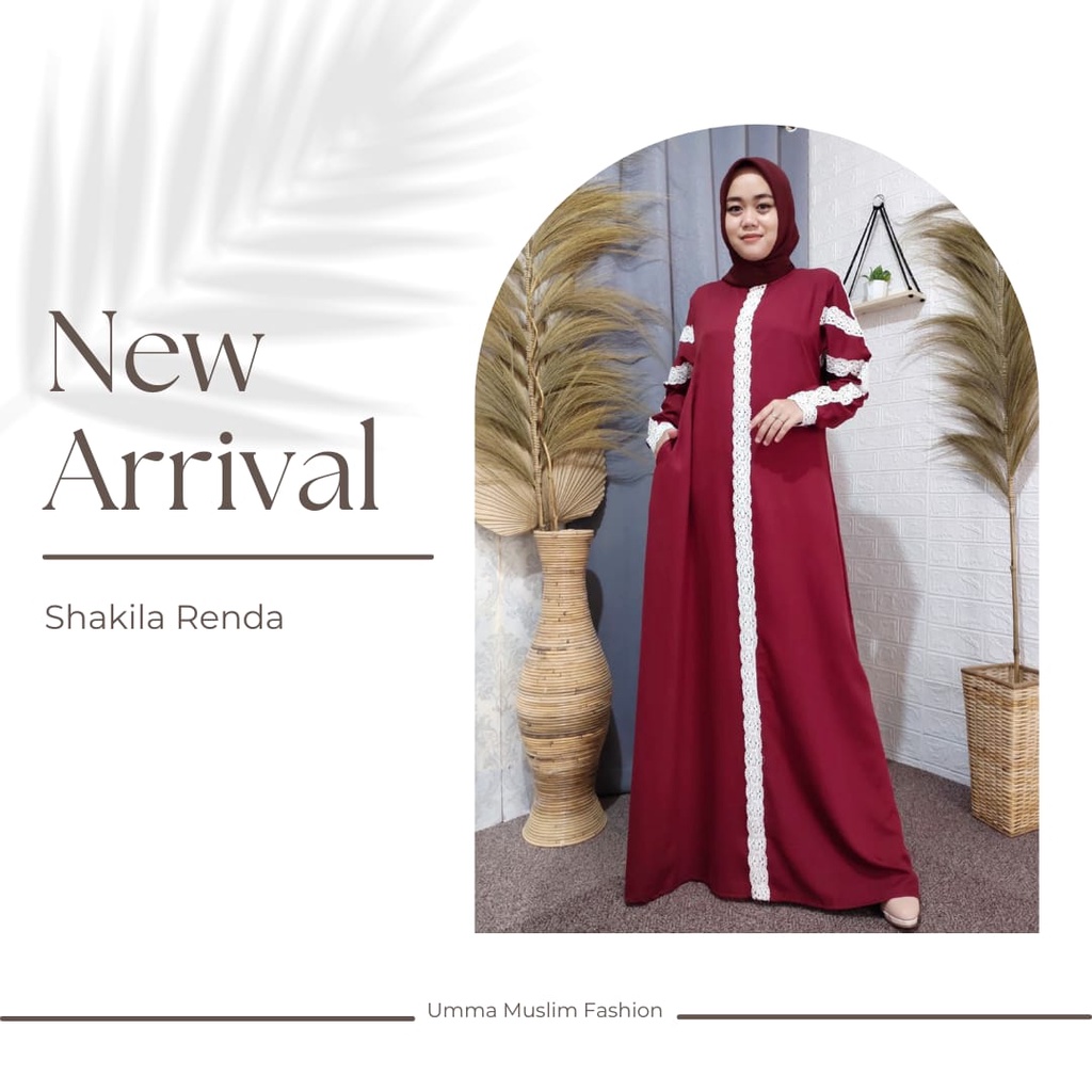 Gamis Polos| Gamis Wanita| Gamis Shakila| Shakila Renda by Umma Muslim Fashion