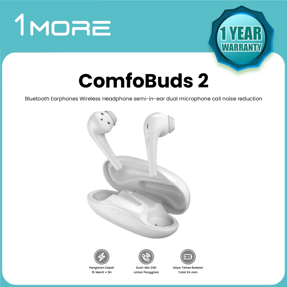 1MORE ComfoBuds 2 Bluetooth Earphones Wireless Headphone semi-in-ear dual microphone call noise reduction sports TWS