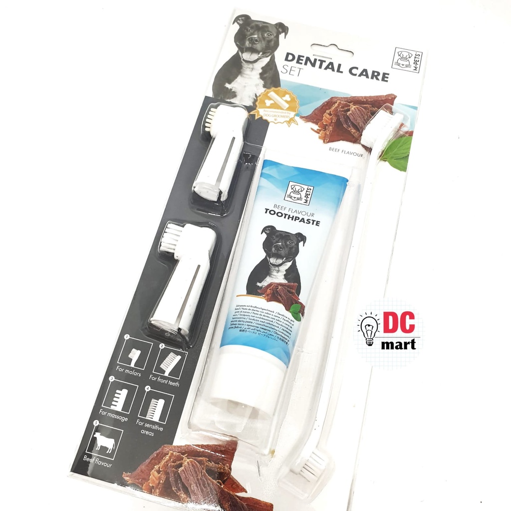 M-PETS DENTAL CARE SET For Dog Cat / Sikat Pasta Gigi Anjing Kucing/ Odol