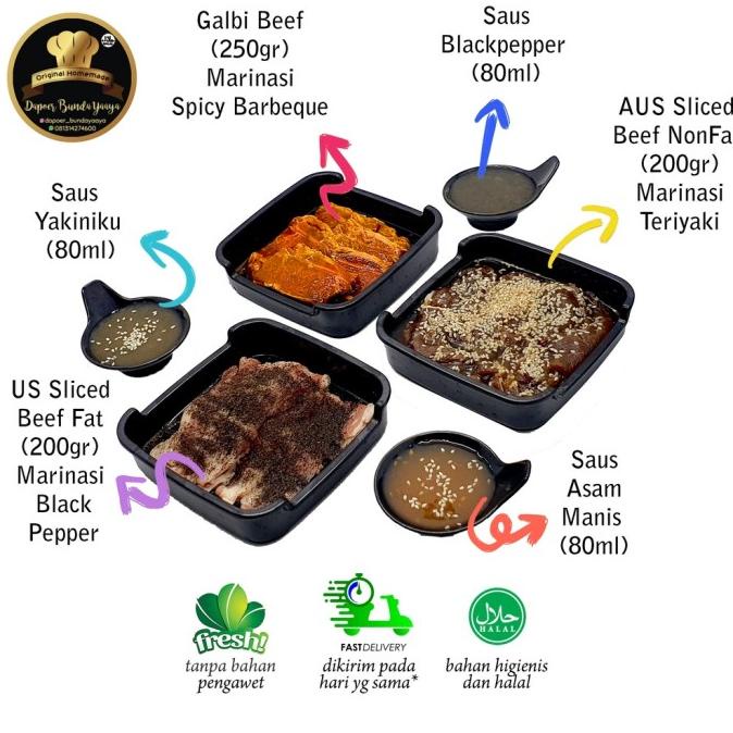 

PAKET GALBI BEEF SPICY BBQ ALL BEEF SLICE REGULER 2-3 ORG HALAL FOOD RTR6464RT