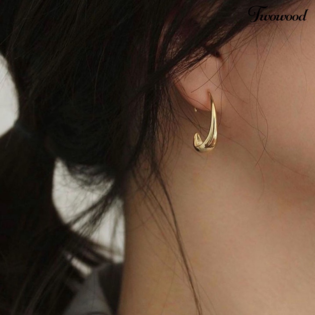 1 Pasang Anting Bentuk Water Drop Warna Solid Untuk Wanita