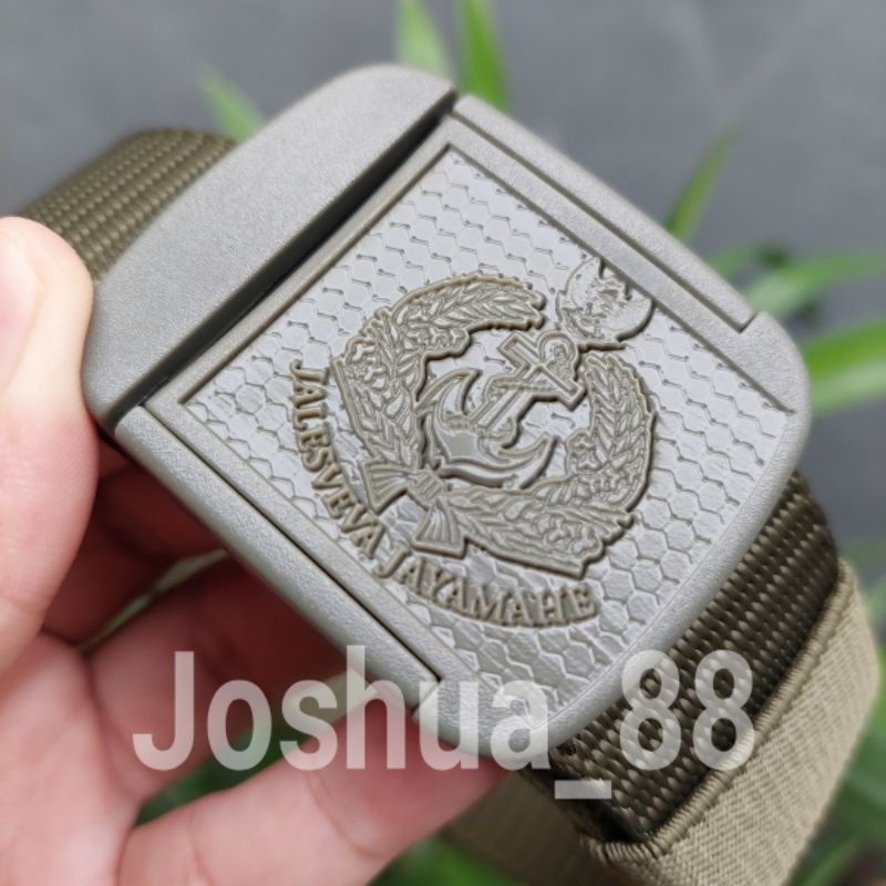 Sabuk Gasper Ikat Pinggang Kanvas Anti Detector TNI AL Bisa Pesan Gambar/Logo Sendiri