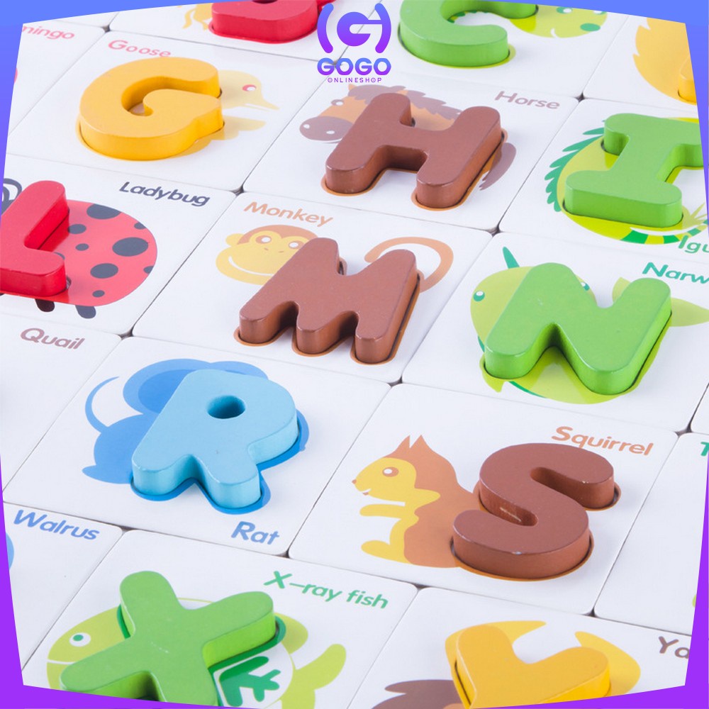 GOGO-M273 Mainan Puzzle Kayu BRITISH CARD Anak / Belajar Mainan Huruf dan Angka / Kartu Alphabet Huruf Angka Alfabet Kayu Edukasi