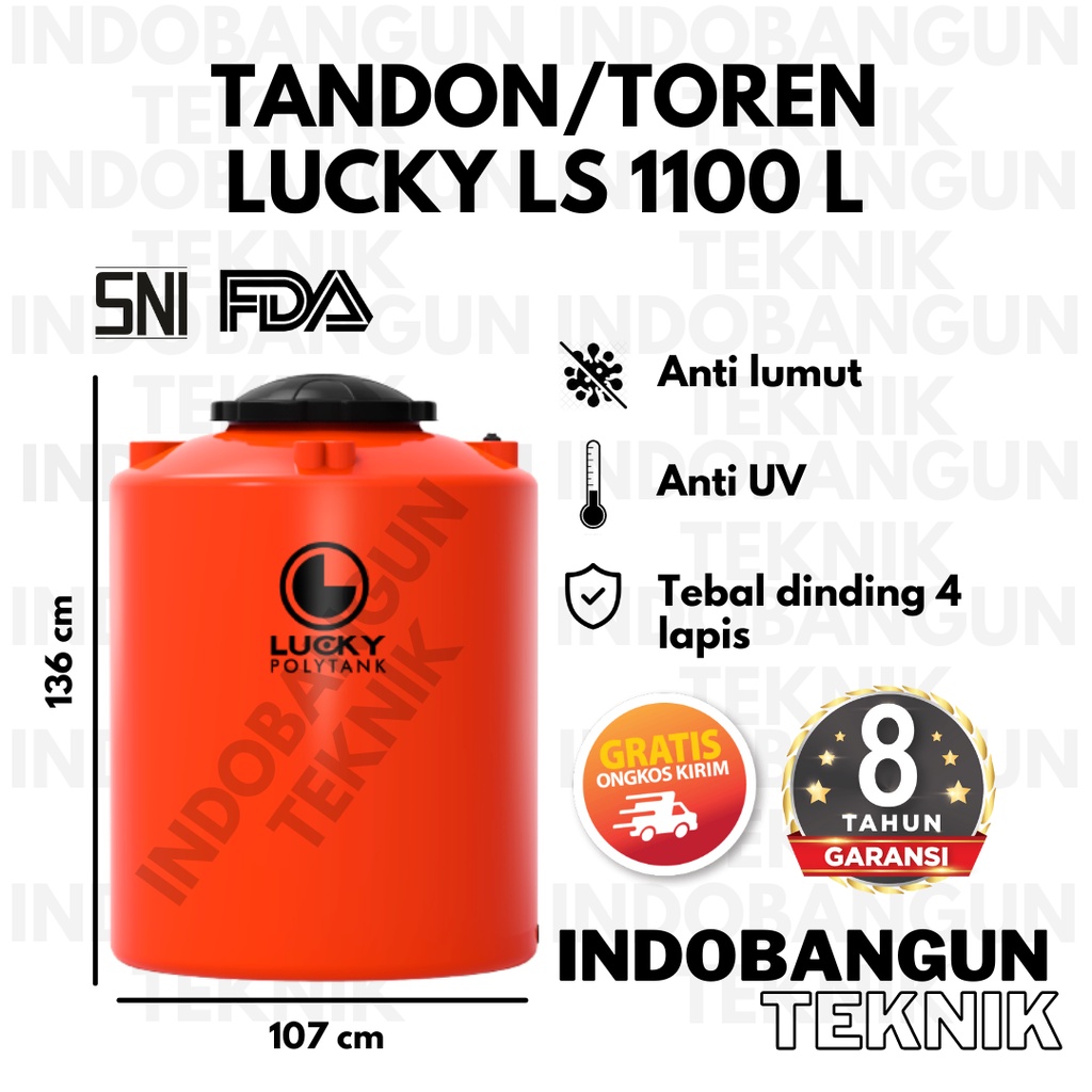 Tandon Toren Tangki Air Lucky Standard 1000 Liter 1100 Liter Harga Murah Garansi 8 Tahun Anti Lumut 