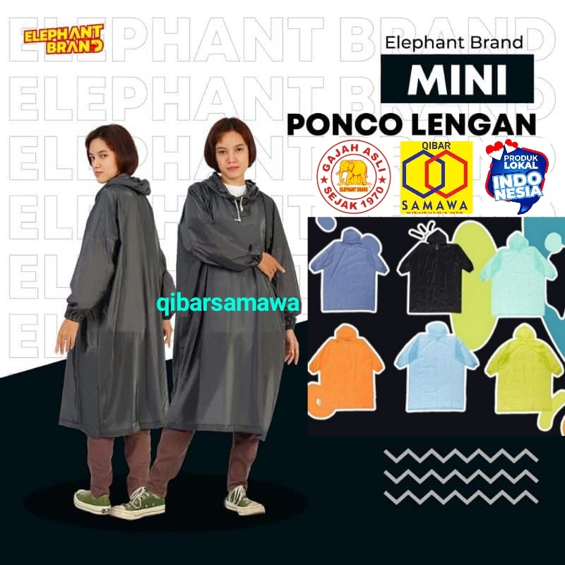 Elephant Brand Jas Hujan Midi Setelan Poncho Lengan + Celana Dewasa