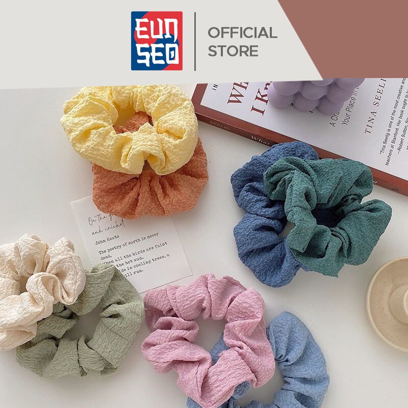 EUNSEO Ikat Rambut Wanita Polos Warna Warni Fashion Korea Scrunchie Kuncir Rambut Import