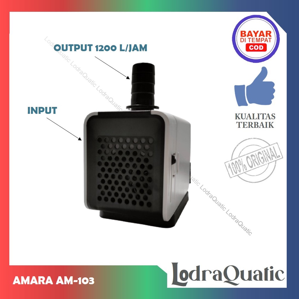 {AMARA AM-103} PROMO MURAH AMARA AM 103 POMPA KOLAM IKAN AMARA AM 103 NAIK 1,6 METER POMPA 1200 LITER PER JAM POMPA AIR HIDROPONIK POMPA KOLAM KECIL POMPA AQUARIUM BESAR FILTER AQUARIUM FILTER KOLAM IKAN KOI FILTER POMPA AIR LAUT MARINE