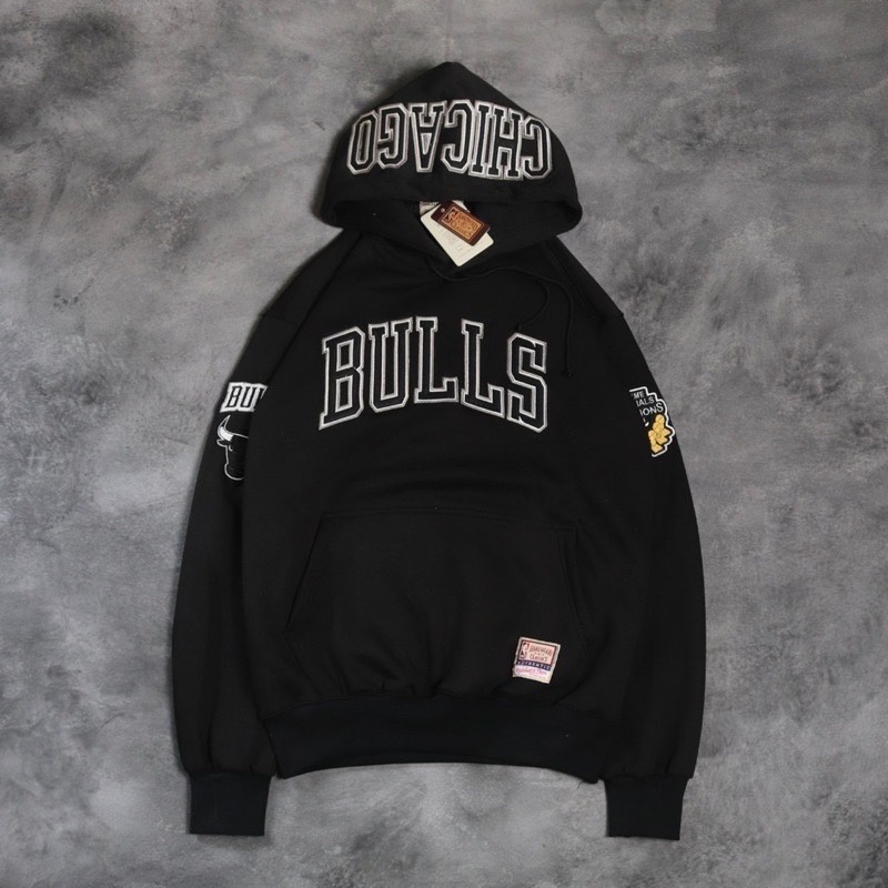 JAKET SWEATER HOODIE CHICAGO BULLS FULL BORDIR HITAM AUTHENTIC FULLTAG &amp; LEBEL