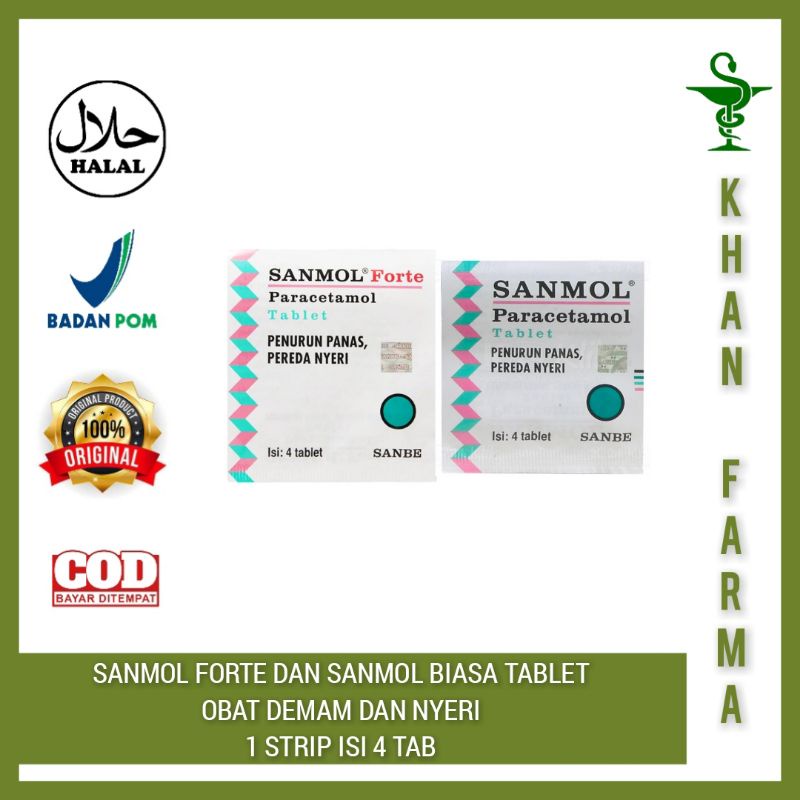 Jual SANMOL BIASA DAN SANMOL FORTE TABLET OBAT DEMAM DAN NYERI 1 STRIP