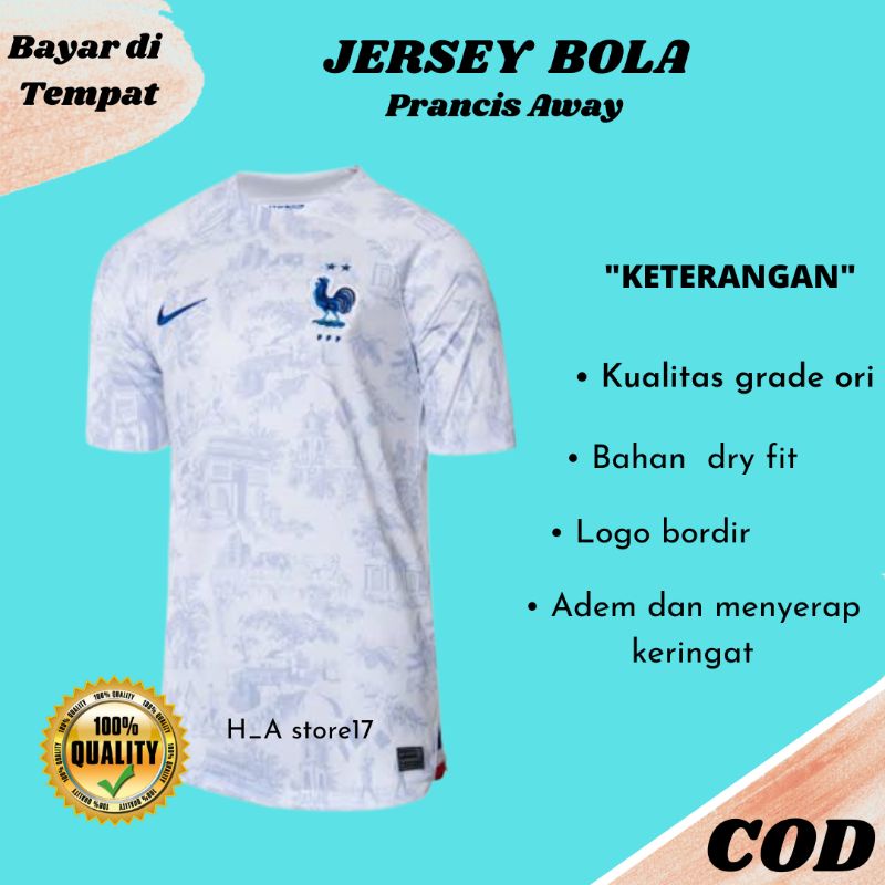 Jersey Prancis Away Piala Dunia Grade Ori 2022-2023 Jersey Prancis World Cup 2022 New Jersey