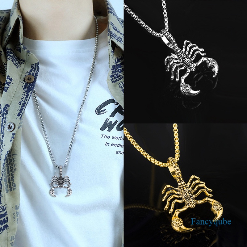 Fancyqube Kalung Liontin Kalajengking Scorpion Gaya Punk Rock Antik Untuk Pria