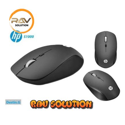 Mouse wireless HP gaming silent click original plus 1600DPI-S1000/ Wireless Mouse gaming HP silent click-S1000 plus-Hitam  - RAV SOLUTION