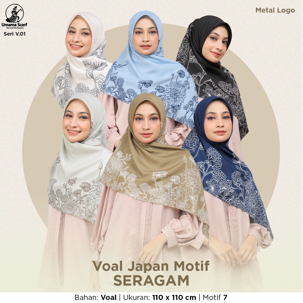 Umama Scarf - jilbab Motif Segi Empat Voal Japan Print Lc DAPET 5 PCS