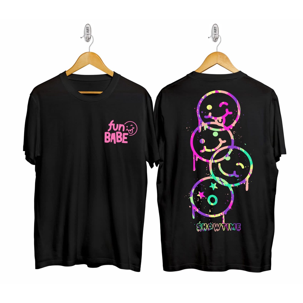 Kaos Tshirt Pria Fun Babe Smile Hitam Distro Lengan Pendek Motif Sablon Bergambar Keren Baju Kaos Viral Baju kaos anime