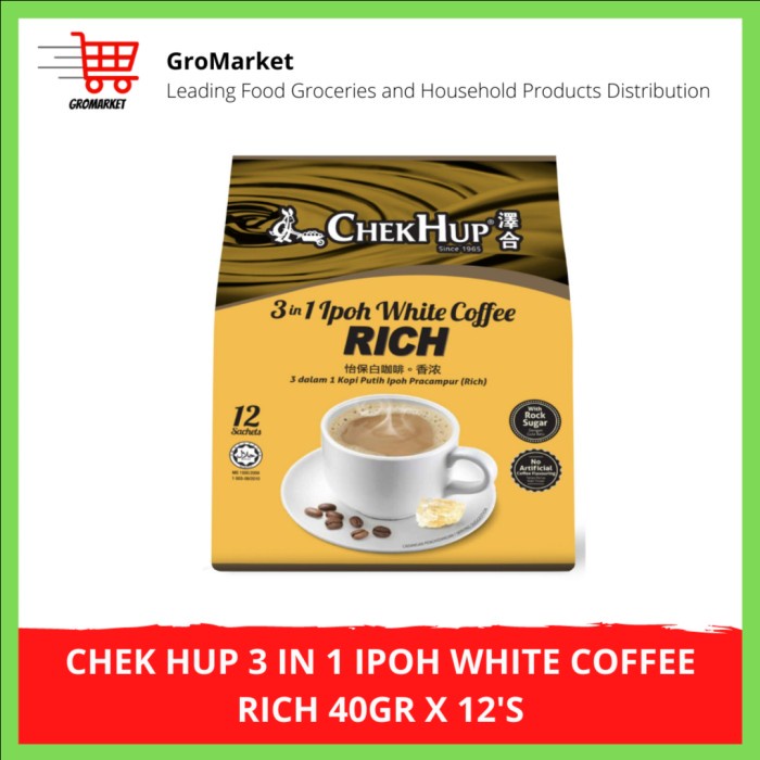 

NEW Chek Hup 3 in 1 Ipoh White Coffee King 40gr x 15 - 12 Sachets