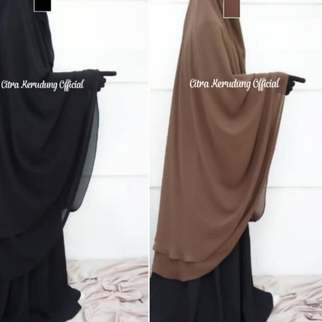 Jilbab Syari Ceruty Babydolls premium import model polos 2 Layer - Merah Maroon