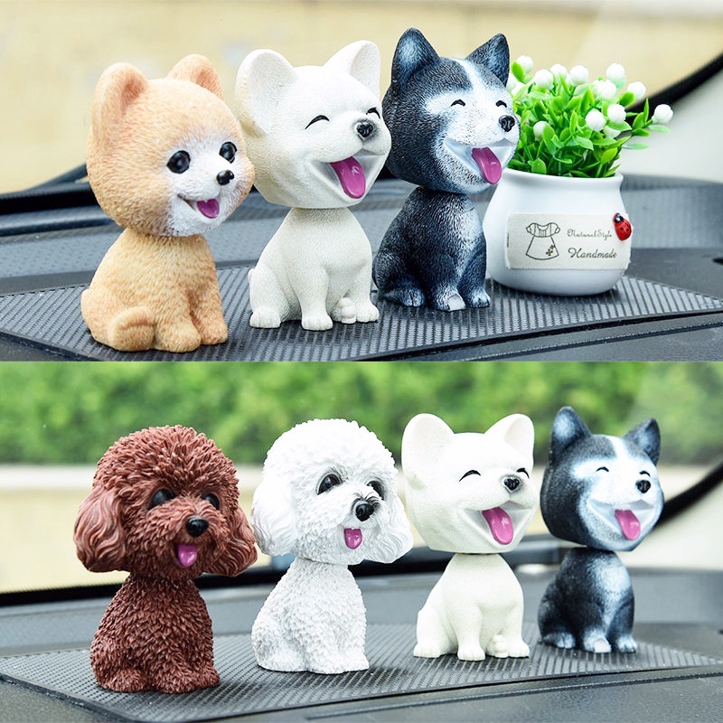 1pc Kartun Mengnodding Anjing Mainan Lucu Kreatif Auto Mobil Dashboard Meja Dekorasi Boneka Universal Lucu Imut Goyang Kepala Anjing Boneka Kerajinan Aksesoris Dekorasi Interior Mobil