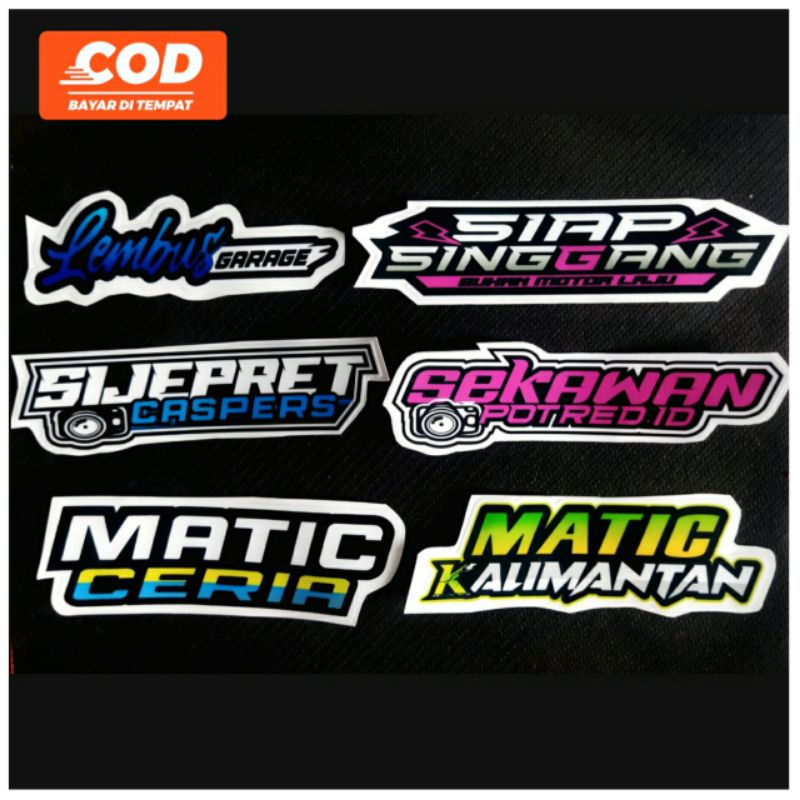 Stiker set isi 6 pcs lembus garage matic ceria sekawan potred siap singgang matic kalimantan