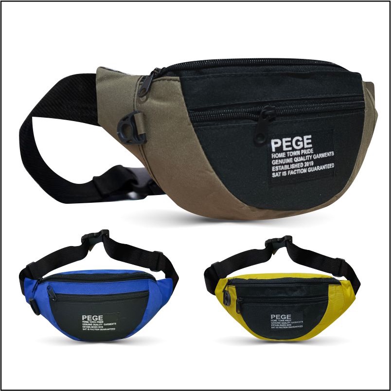 Pege 8835 - Tas Selempang Waistbag Slingbag bahu Pria Model kombinasi 2 Warna