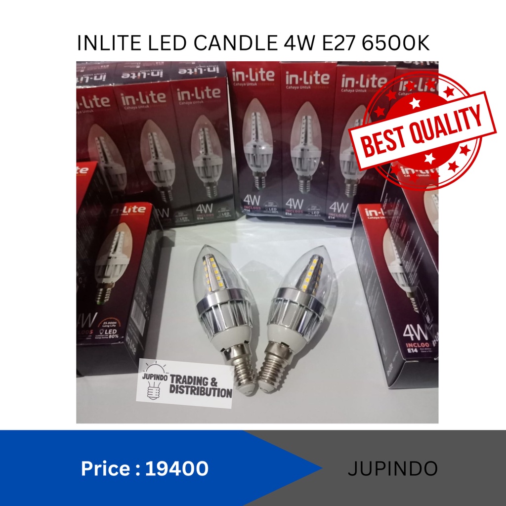 Lampu Candle LED IN-LITE 4 Watt E27 & E14 INCL005 - Putih, E14 - INLITE LED CANDLE INCL005 4W E27 65
