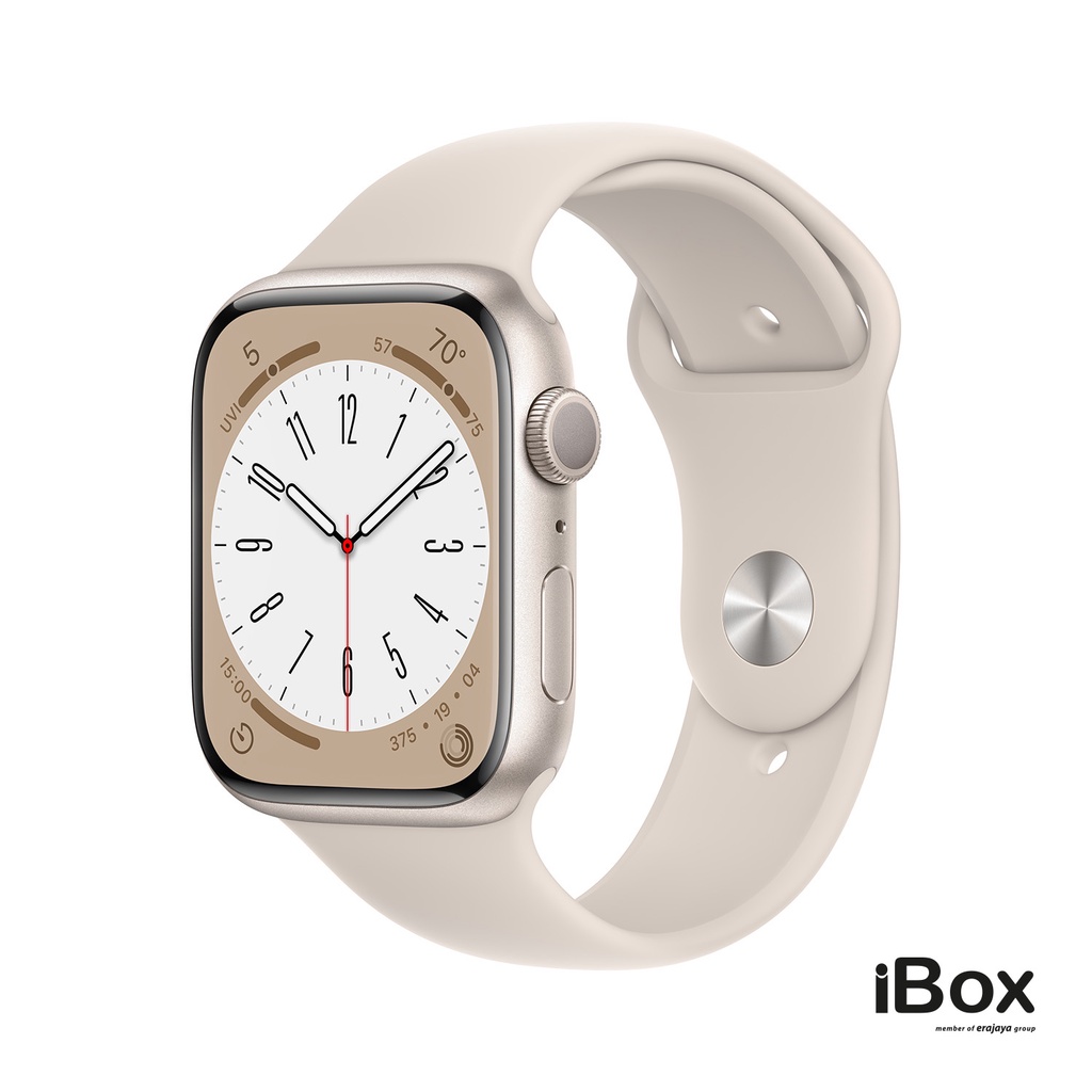 New Apple Watch Series 8 45mm GPS, Starlight, Aluminium Case with Starlight Sport Band