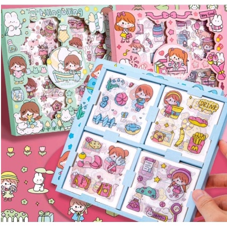 

100 Lembar Stiker Korea Anti Air Viral Sticker Lucu Dekorasi Botol Minum Tumblr Hp Buku Diary Anak viral