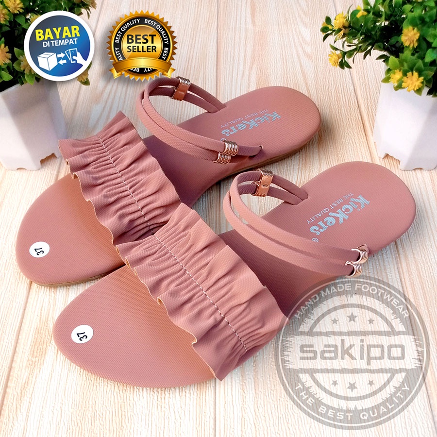 PROMO 12.12 !! SANDAL WANITA DEWASA SLOP KERUT TALI BELAKANG CANTIK NYAMAN DIPAKAI TRENDI KEKINIAN TERMURAH / SAKIP0