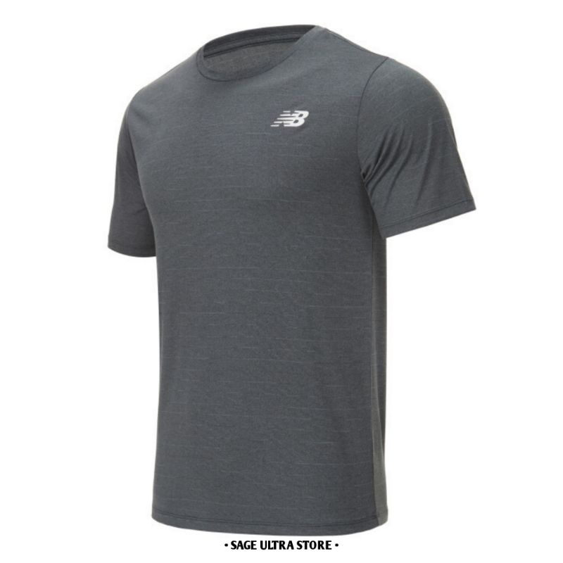 Kaos Lari Running New Balance Sport Tech Tee Short Sleeve Men Pria Original - Deep Grey