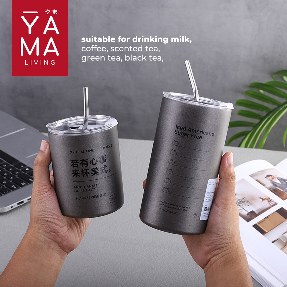 YAMA DENJI Stainless Steel Tumblr Cofee Tea 360ml 600ml Aesthetic Botol Minum Kopi Teh