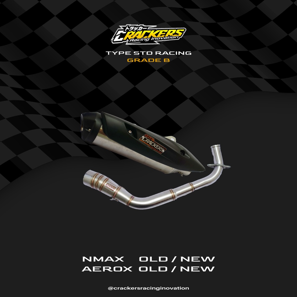 KNALPOT CRACKERS RACING (GRADE B) PNP NMAX NEW/AEROX NEW FULLSYSTEM