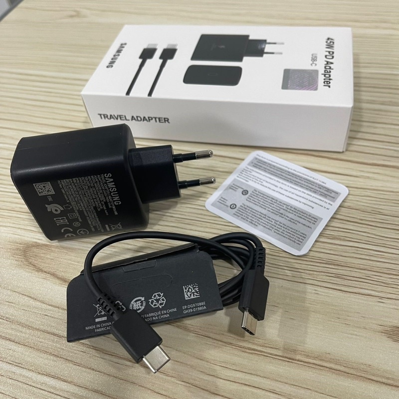 charger real ic 45w superfast charging smasung galaxy smartphone Type C To C kotak panjang 1:1 original batok berat Promo Sen