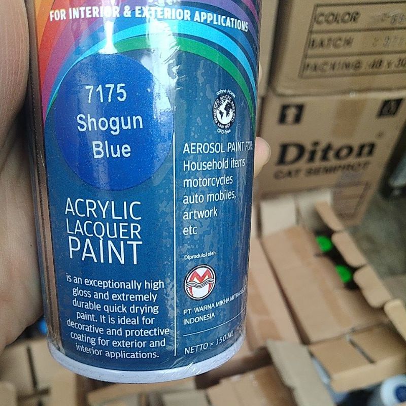 saporo acrylic lacquer paint pilok pilox cat spray sapporo 150ml saporo 7175 Shogun blue biru shogun biru metallic biru 150ml