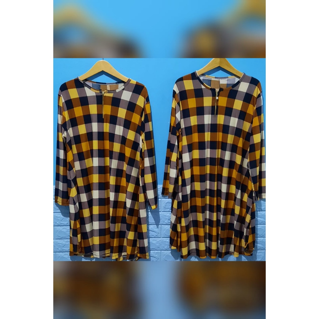 Tunik Motif Kotak Ld 120-160 Super Jumbo