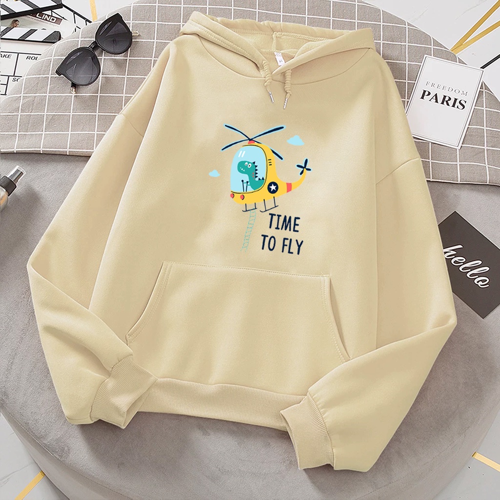 Sweater hoodie anak TIME TO PLAY baju anak hoodie anak cewek cowok motif dino untuk anak 2-10 tahun